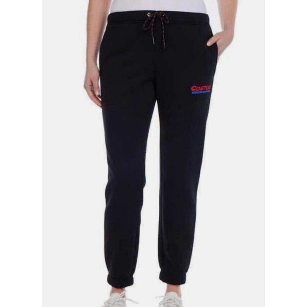 Kirkland Signature Costco Wholesale Logo Womens Black Fleece Jogger Large